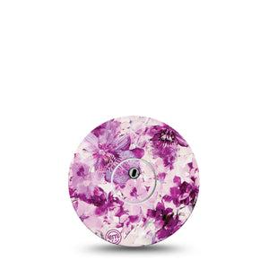 ExpressionMed Violet Orchids Freestyle Libre 3 and Libre 3 Plus Tape, Single Tape and Single Sticker Purple Orchids Themed, Adhesive Tape Continuous Glucose Monitor Design