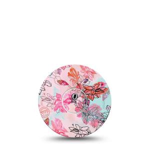 ExpressionMed Whimsical Blossoms Freestyle Libre 3 and Libre 3 Plus Tape, Single Tape and Single Sticker Colorful Florals Themed, Adhesive Tape Continuous Glucose Monitor Design