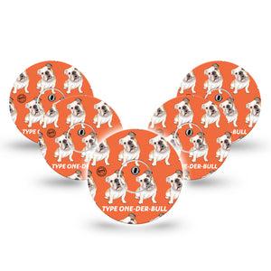 ExpressionMed Type One-Der-Bull Freestyle Libre 3 and Libre 3 Plus Tape, 5-Pack Tape and 5-Pack Sticker Cute Dog Inspired Adhesive Tape Continuous Glucose Monitor Design