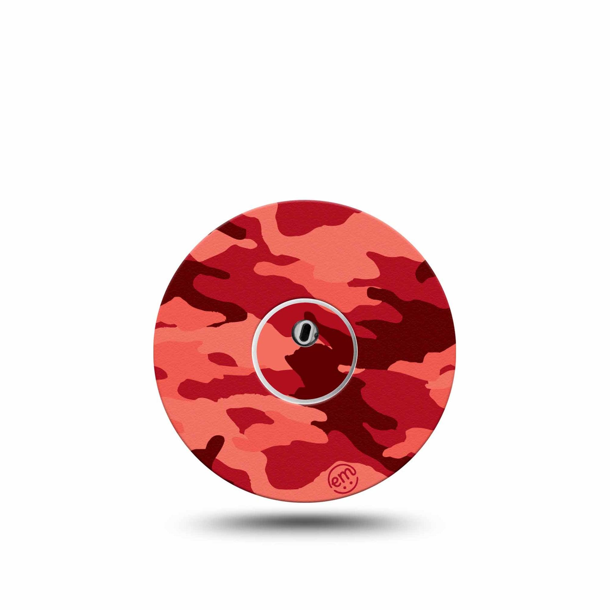 ExpressionMed Red Camo Freestyle Libre 3 and Libre 3 Plus Tape Single Tape and Single Sticker Camouflage Print, Adhesive Tape Continuous Glucose Monitor Design