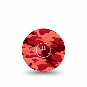 ExpressionMed Red Camo Freestyle Libre 3 and Libre 3 Plus Tape Single Tape and Single Sticker Camouflage Print, Adhesive Tape Continuous Glucose Monitor Design