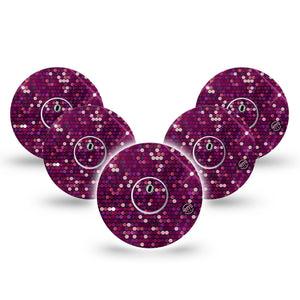 ExpressionMed Pink Sequins Freestyle Libre 3 and Libre 3 Plus Tape, 5-Pack Tape and 5-Pack Sticker Pink Glitter Inspired, Adhesive Tape Continuous Glucose Monitor Design