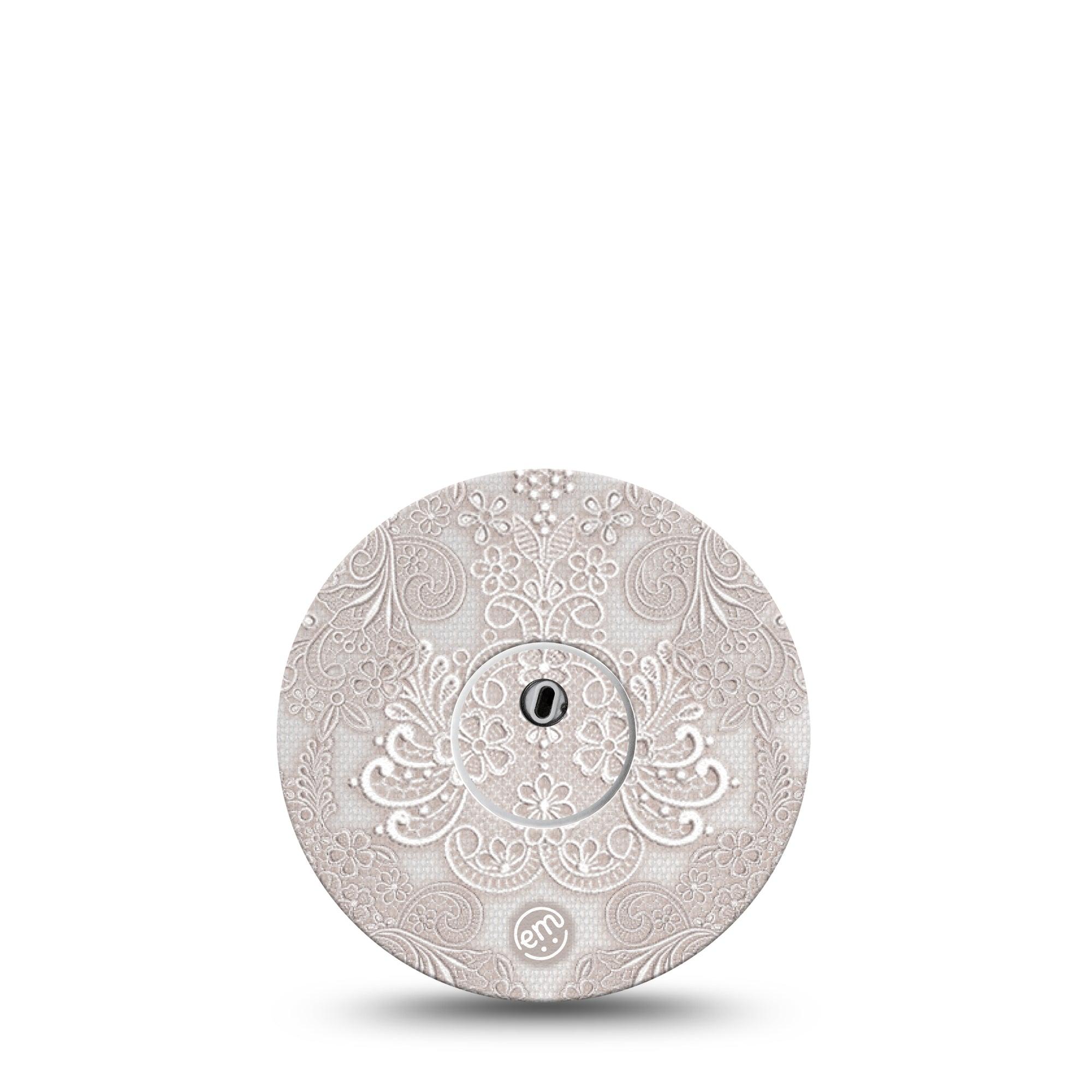 ExpressionMed Vintage Lace Freestyle Libre 3 and Libre 3 Plus Tape, Single Tape and Single Sticker Delicate White Lace Themed, Adhesive Tape Continuous Glucose Monitor Design