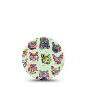 ExpressionMed Libre 3 Transmitter Sticker Eye Glass Kitten Multicolor Themed Design, Tape and Sticker