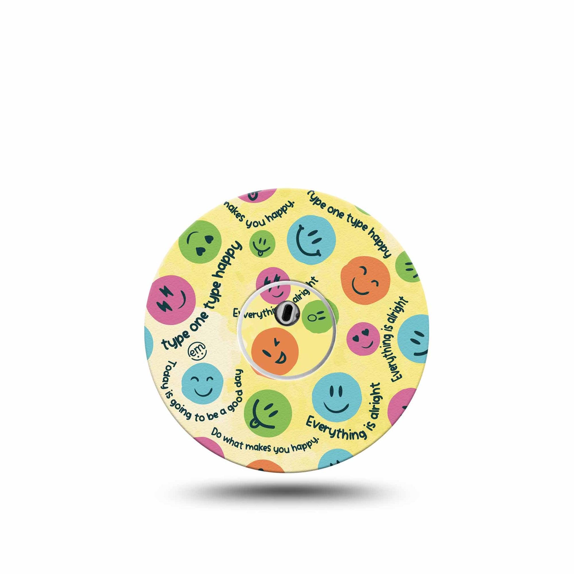 ExpressionMed Smileys Freestyle Libre 3 and Libre 3 Plus Tape, Single Tape and Single Sticker Happy Emojis Themed, Adhesive Tape Continuous Glucose Monitor Design