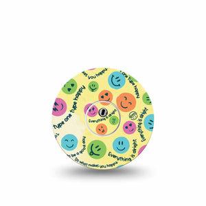 ExpressionMed Smileys Freestyle Libre 3 and Libre 3 Plus Tape, Single Tape and Single Sticker Happy Emojis Themed, Adhesive Tape Continuous Glucose Monitor Design