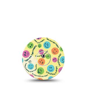 ExpressionMed Libre 3 Transmitter Sticker Colored Happy Emoji Pattern Themed Design, Tape and Sticker