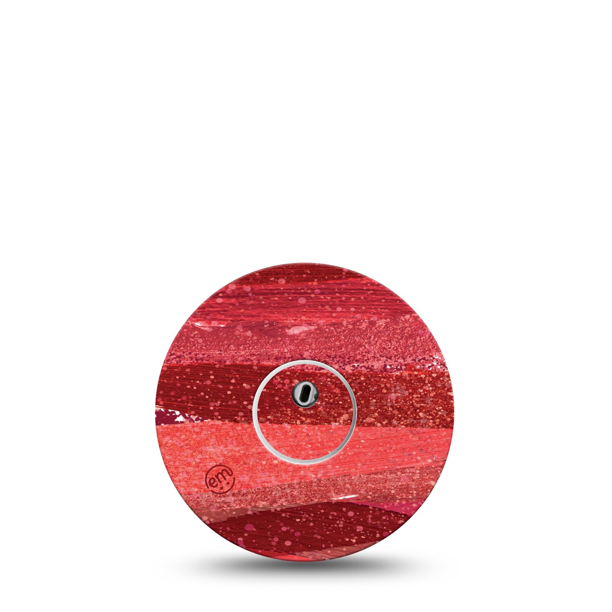 ExpressionMed Brushed Glitter Freestyle Libre 3 and Libre 3 Plus Tape, Single Tape and Single Sticker Red Glitter Themed, Adhesive Tape Continuous Glucose Monitor Design