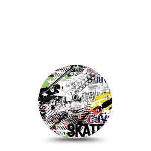 ExpressionMed Skateboard Freestyle Libre 3 and Libre 3 Plus Tape, Single Tape and Single Sticker Street Skater Themed, Adhesive Tape Continuous Glucose Monitor Design