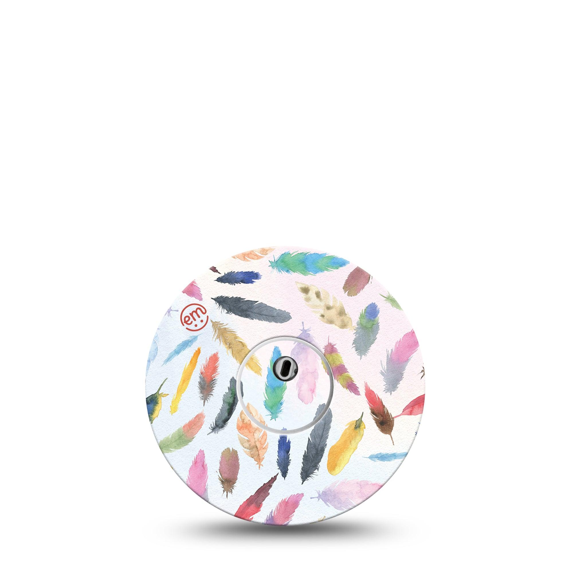ExpressionMed Libre 3 Transmitter Sticker Soft Colorful Feather Themed Design, Tape and Sticker