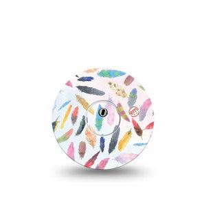 ExpressionMed Skateboard Freestyle Libre 3 and Libre 3 Plus Tape, Single Tape and Single Sticker Brightly Colored Feathers Themed, Adhesive Tape Continuous Glucose Monitor Design
