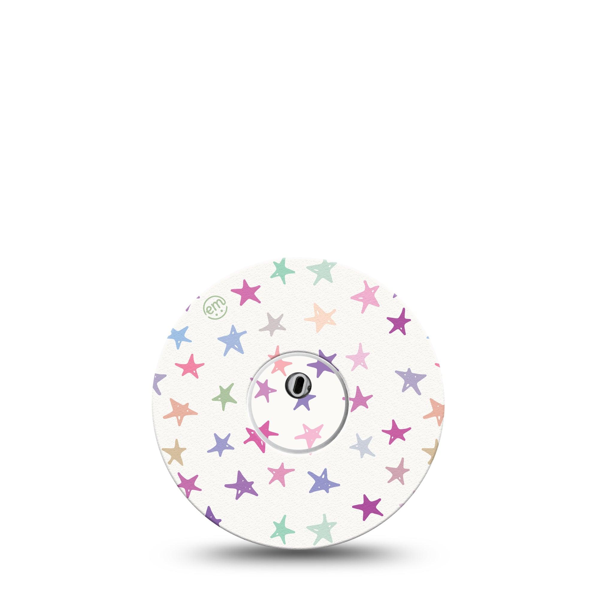 ExpressionMed Bright Stars Freestyle Libre 3 and Libre 3 Plus Tape, Single Tape and Single Sticker Colorful Pastel Stars, Adhesive Tape Continuous Glucose Monitor Design