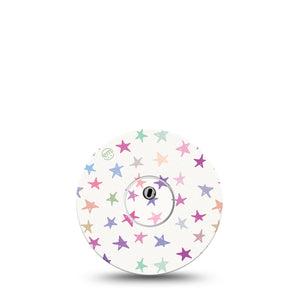 ExpressionMed Bright Stars Freestyle Libre 3 and Libre 3 Plus Tape, Single Tape and Single Sticker Colorful Pastel Stars, Adhesive Tape Continuous Glucose Monitor Design