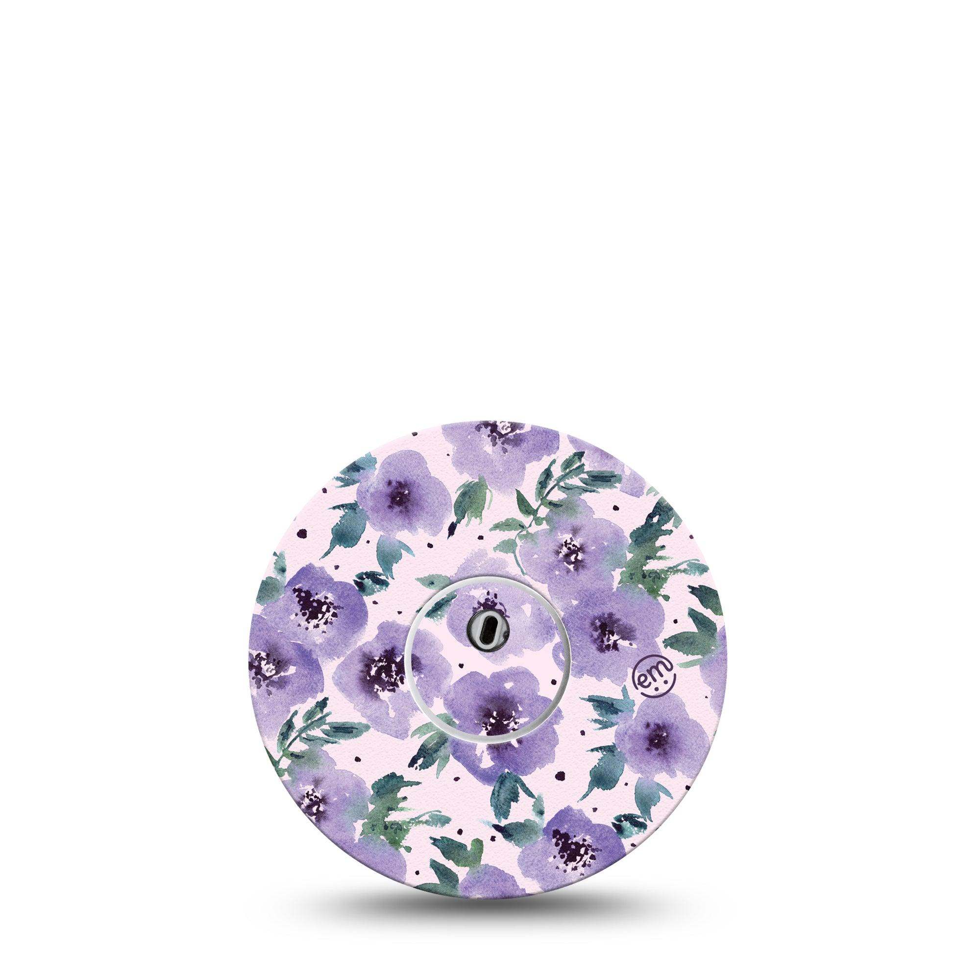 ExpressionMed Flowering Amethyst Freestyle Libre 3 and Libre 3 Plus Tape, Single Tape and Single Sticker Light Purple Flowers Themed, Adhesive Tape Continuous Glucose Monitor Design