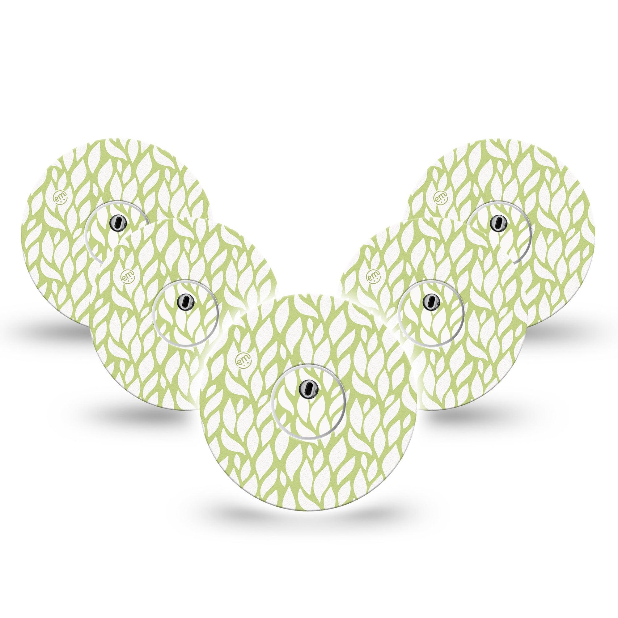 ExpressionMed Sage Greens Freestyle Libre 3 and Libre 3 Plus Tape, 5-Pack Tape and 5-Pack Sticker Petal Prints Inspired, Adhesive Tape Continuous Glucose Monitor Design