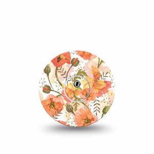ExpressionMed Peachy Blooms Freestyle Libre 3 and Libre 3 Plus Tape, Single Tape and Single Sticker Single, Orange Peach Inspired, Adhesive Tape Continuous Glucose Monitor Design