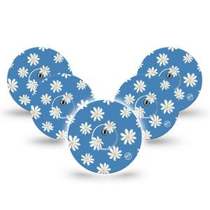 ExpressionMed Painted Daisies Freestyle Libre 3 and Libre 3 Plus Tape, 5-Pack Tape and 5-Pack Sticker Dainty Daisy Themed, Adhesive Tape Continuous Glucose Monitor Design