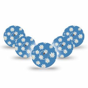 ExpressionMed Painted Daisies Freestyle Libre 3 and Libre 3 Plus Tape, 5-Pack Tape and 5-Pack Sticker Dainty Daisy Themed, Adhesive Tape Continuous Glucose Monitor Design