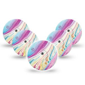 ExpressionMed Shimmering Marble Freestyle Libre 3 and Libre 3 Plus Tape, 5-Pack Tape and 5-Pack Sticker Shining Glitters Themed, Adhesive Tape Continuous Glucose Monitor Design