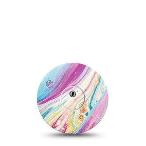 ExpressionMed Shimmering Marble Freestyle Libre 3 and Libre 3 Plus Tape, Single Tape and Single Sticker Swirls Glittering Themed, Adhesive Tape Continuous Glucose Monitor Design
