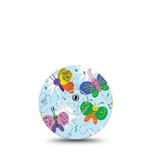 ExpressionMed Cute Butterflies Freestyle Libre 3 and Libre 3 Plus Tape, Single Tape and Single Sticker Flying Bugs Themed, Adhesive Tape Continuous Glucose Monitor Design