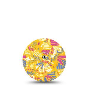 ExpressionMed Yellow Butterfly Wings Freestyle Libre 3 and Libre 3 Plus Tape, Single Tape and Single Sticker Abstract Butterfly Themed, Adhesive Tape Continuous Glucose Monitor Design
