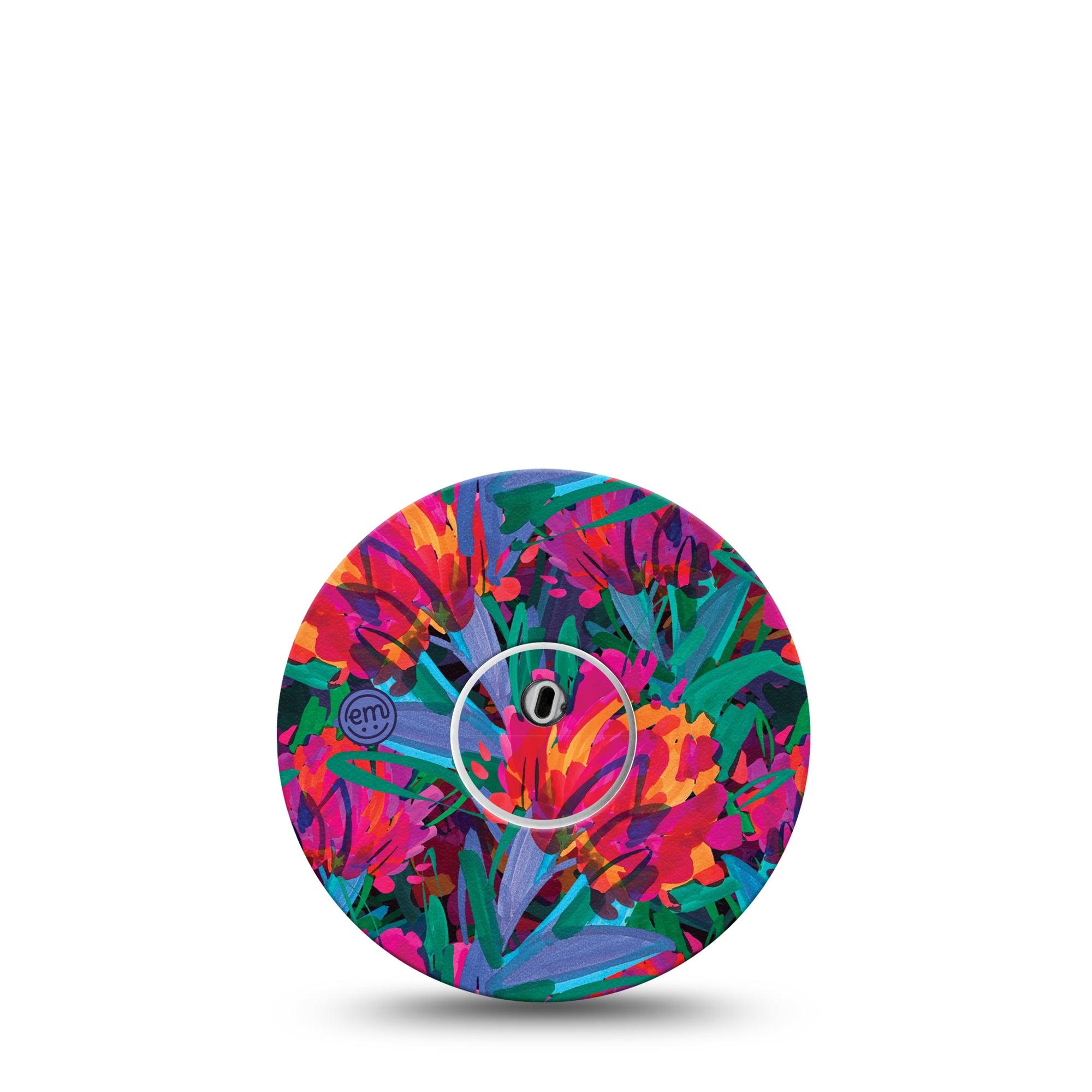 ExpressionMed Bold Petals Freestyle Libre 3 and Libre 3 Plus Tape, Single Tape and Single Sticker Vivid Flowers, Adhesive Tape Continuous Glucose Monitor Design