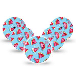 ExpressionMed Watermelon Slices Freestyle Libre 3 and Libre 3 Plus Tape, 5-Pack Tape and 5-Pack Sticker Sweet Watermelon Themed, Adhesive Tape Continuous Glucose Monitor Design