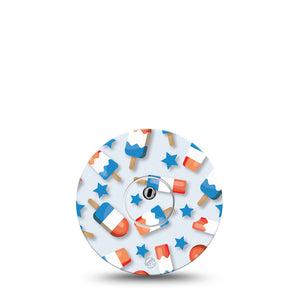 ExpressionMed Patriotic Popsicles Freestyle Libre 3 and Libre 3 Plus Tape, Single Tape and Single Sticker Stars & Popsicles Themed, Adhesive Tape Continuous Glucose Monitor Design