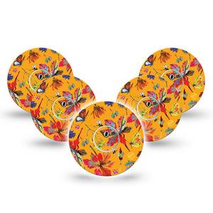 ExpressionMed Buzzing Wings Freestyle Libre 3 and Libre 3 Plus Tape, 5-Pack Tape and 5-Pack Sticker Delicate Butterflies, Adhesive Tape Continuous Glucose Monitor Design