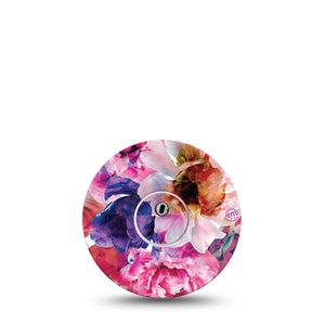 ExpressionMed Vibrant Blooms Freestyle Libre 3 and Libre 3 Plus Tape, Single Tape and Single Sticker Vivid Pink and Purple Flowers Inspired, Adhesive Tape Continuous Glucose Monitor Design