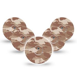 ExpressionMed Desert Camo Freestyle Libre 3 and Libre 3 Plus Tape, 5-Pack Tape and 5-Pack Sticker Desert Brown Camouflage, Adhesive Tape Continuous Glucose Monitor Design