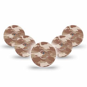 ExpressionMed Desert Camo Freestyle Libre 3 and Libre 3 Plus Tape, 5-Pack Tape and 5-Pack Sticker Desert Brown Camouflage, Adhesive Tape Continuous Glucose Monitor Design