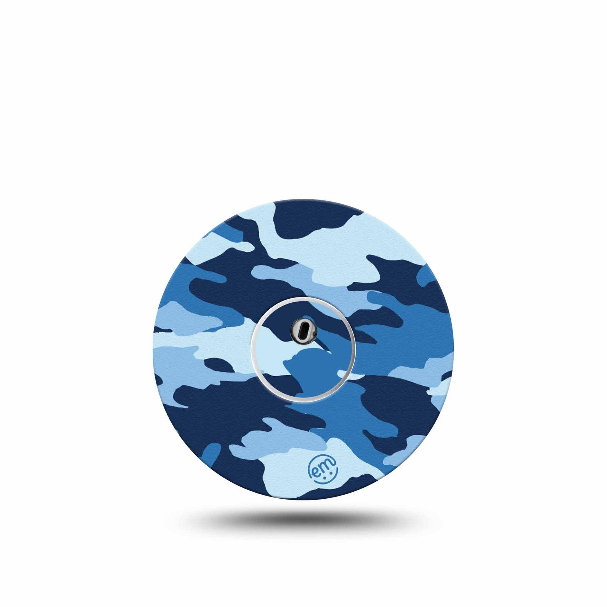 ExpressionMed Blue Camo Freestyle Libre 3 and Libre 3 Plus Tape Single Tape and Single Sticker Indigo Camo, Adhesive Tape Continuous Glucose Monitor Design