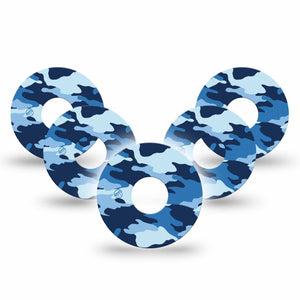 Blue Camo Libre 3 Patch, 5-Pack, Camo in Shades of Blue CGM Adhesive Tape Design