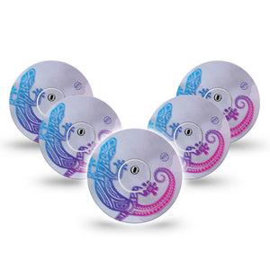 ExpressionMed Ombre Gecko Freestyle Libre 3 and Libre 3 Plus Tape, 5-Pack Tape and 5-Pack Sticker Colored Gecko Themed, Adhesive Tape Continuous Glucose Monitor Design