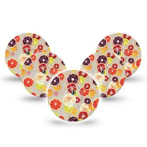 ExpressionMed Citrus Slices Freestyle Libre 3 and Libre 3 Plus Tape, 5-Pack Tape and 5-Pack Sticker Colorful Fruits, Adhesive Tape Continuous Glucose Monitor Design