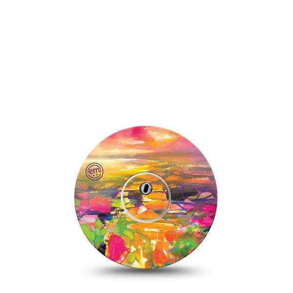 ExpressionMed Fragments from Above Freestyle Libre 3 and Libre 3 Plus Tape, Single Tape and Single Sticker Orange Sunset Painting Inspired, Adhesive Tape Continuous Glucose Monitor Design