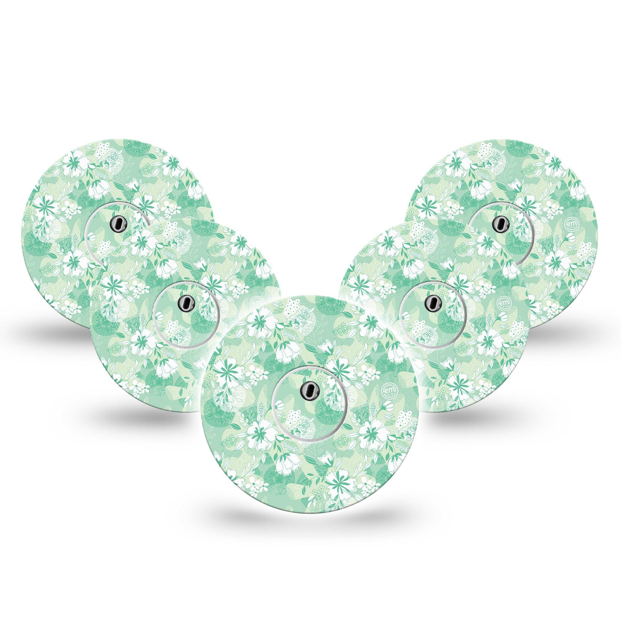 ExpressionMed Airy Floral Freestyle Libre 3 and Libre 3 Plus Tape, 5-Pack Tape and 5-Pack Sticker White Blossoms, Adhesive Tape Continuous Glucose Monitor Design