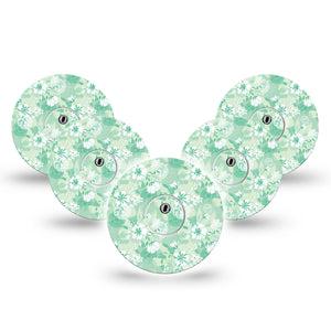 ExpressionMed Airy Floral Freestyle Libre 3 and Libre 3 Plus Tape, 5-Pack Tape and 5-Pack Sticker White Blossoms, Adhesive Tape Continuous Glucose Monitor Design