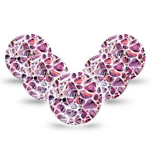 ExpressionMed Purple Pebbles Freestyle Libre 3 and Libre 3 Plus Tape, 5-Pack Tape and 5-Pack Sticker Mauve Stones Themed, Adhesive Tape Continuous Glucose Monitor Design