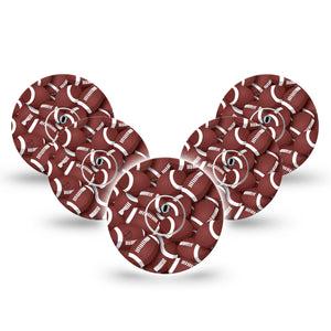 ExpressionMed Football Freestyle Libre 3 and Libre 3 Plus Tape, 5-Pack Tape and 5-Pack Sticker Touchdown Themed, Adhesive Tape Continuous Glucose Monitor Design