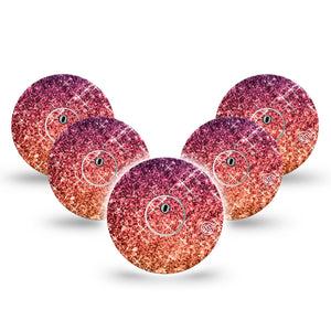 ExpressionMed Glittering Fall Ombre Freestyle Libre 3 and Libre 3 Plus Tape, 5-Pack Tape and 5-Pack Sticker Autumn Sparkles Themed, Adhesive Tape Continuous Glucose Monitor Design