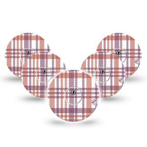 ExpressionMed Auburn Plaid Freestyle Libre 3 and Libre 3 Plus Tape, 5-Pack Tape and 5-Pack Sticker Auburn Purple Plaid, Adhesive Tape Continuous Glucose Monitor Design