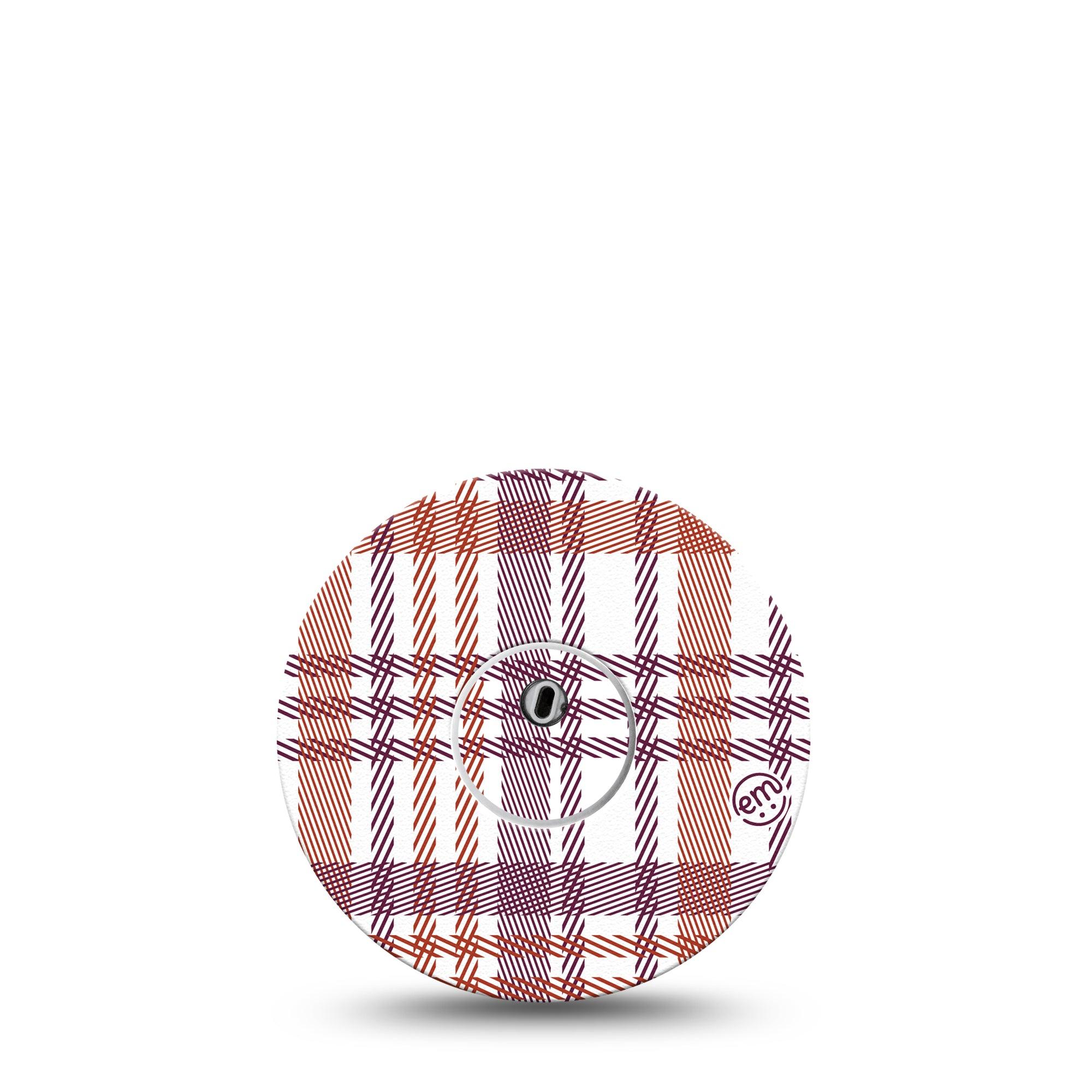 ExpressionMed Auburn Plaid Freestyle Libre 3 and Libre 3 Plus Tape, Single Tape and Single Sticker Auburn Purple Plaid, Adhesive Tape Continuous Glucose Monitor Design