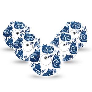 ExpressionMed Delf Kittens Freestyle Libre 3 and Libre 3 Plus Tape, 5-Pack Tape and 5-Pack Sticker Blue Kittens and Flowers Inspired, Adhesive Tape Continuous Glucose Monitor Design