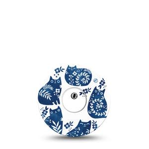 ExpressionMed Delf Kittens Freestyle Libre 3 and Libre 3 Plus Tape, Single Tape and Single Sticker Fancy Blue Kittens Themed, Adhesive Tape Continuous Glucose Monitor Design