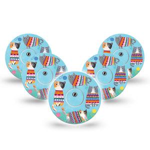 ExpressionMed Sweater Cats Freestyle Libre 3 and Libre 3 Plus Tape, 5-Pack Tape and 5-Pack Sticker Jolly Cats Inspired, Adhesive Tape Continuous Glucose Monitor Design
