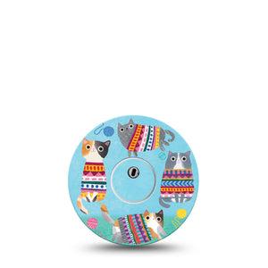 ExpressionMed Sweater Cats Freestyle Libre 3 and Libre 3 Plus Tape, Single Tape and Single Sticker Yarns and Cats Themed, Adhesive Tape Continuous Glucose Monitor Design