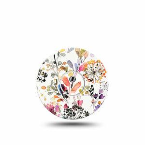 ExpressionMed Delicate Grasses Freestyle Libre 3 and Libre 3 Plus Tape, Single Tape and Single Sticker Watercolor Twigs and Flowers, Adhesive Tape Continuous Glucose Monitor Design